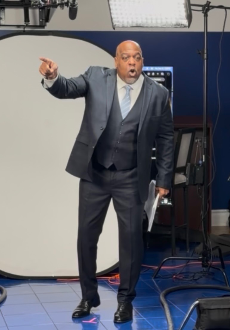 On set — cast and crew