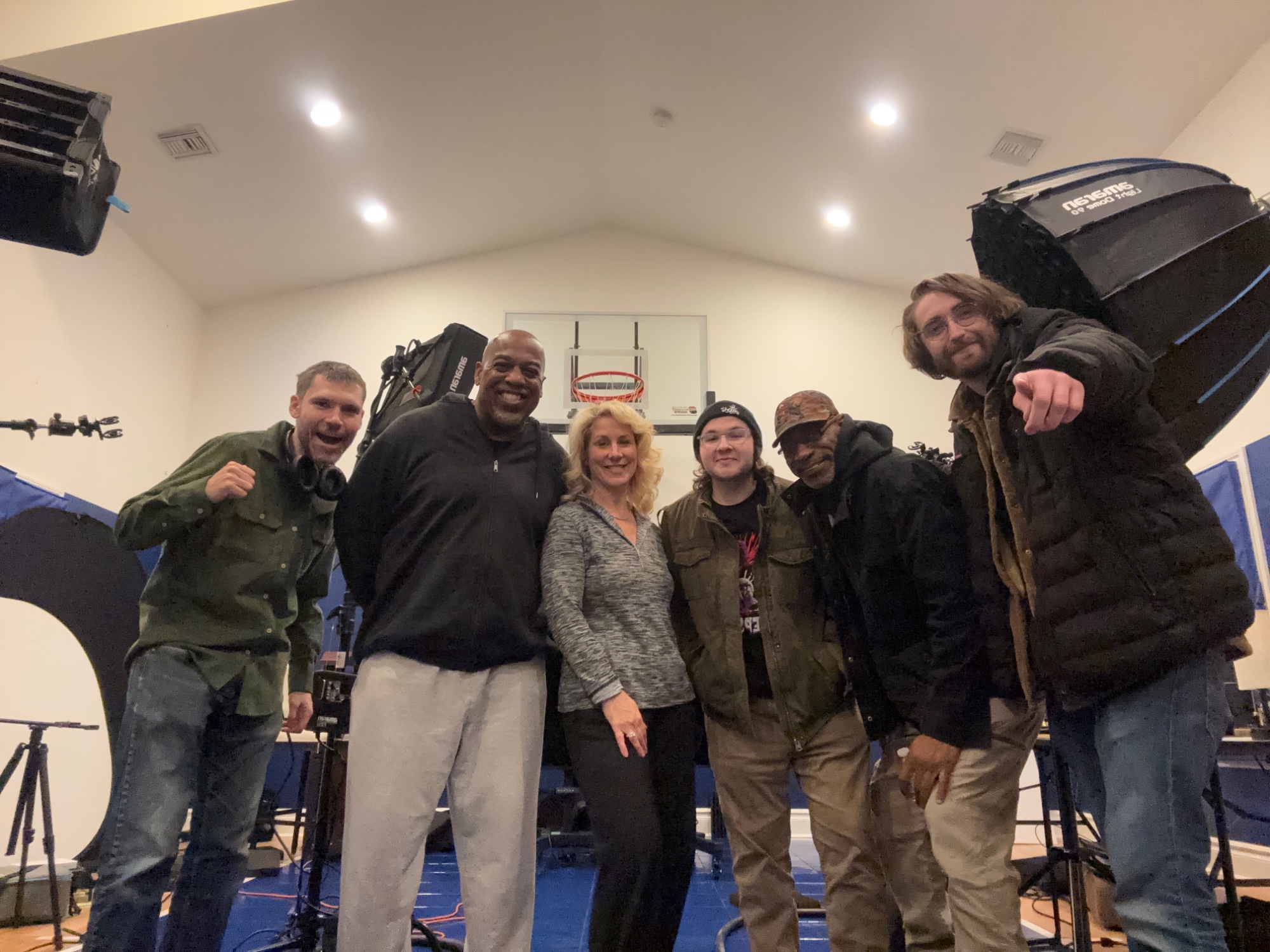 On set — actors on camera